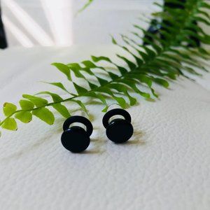 Elegant Simple Black Glass Ear Plugs Single Flare